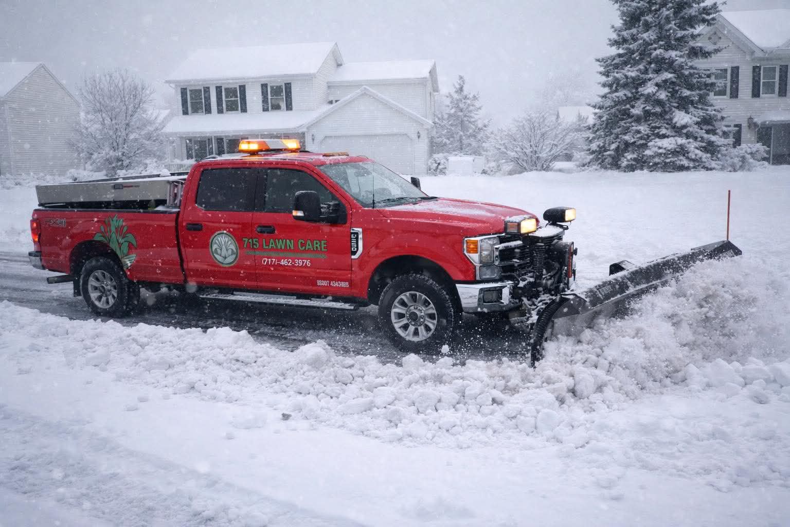 Z's Lawn Care plow truck clearing snow in Carlisle PA